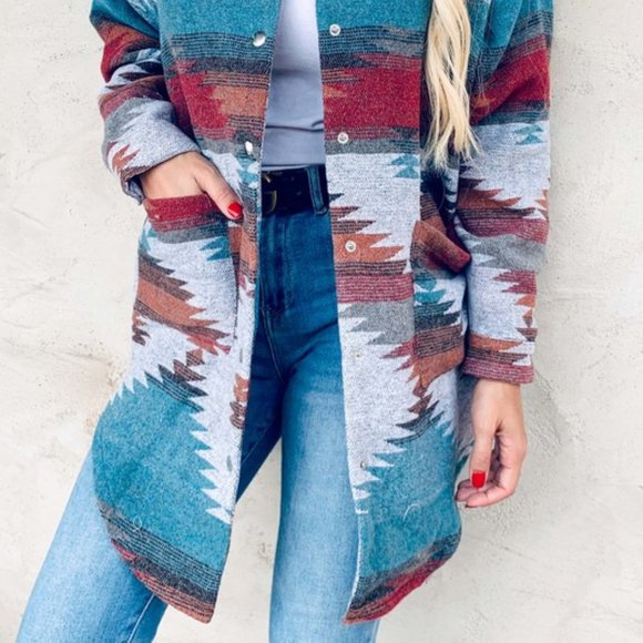 🔸️sale🔸️PS Lily Aztec Printed Shacket - Picture 2 of 7
